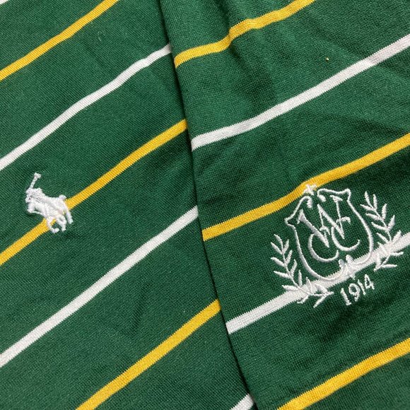 Ralph Lauren Polo Green & Yellow Striped Men's Golf Shirt Size Large 100% Cotton - Picture 4 of 6